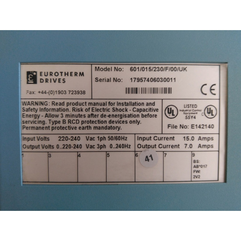 Variateur EUROTHERM DRIVES PARKER 601/003/230/F/00/UK - Occasion Testé Et Nettoyé
